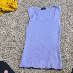 Sleeveless Ribbed Lilac Tank Top